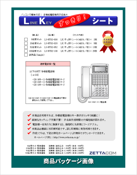 NTT αGX-TEL<1>用LKすっきりシート 100台分セット